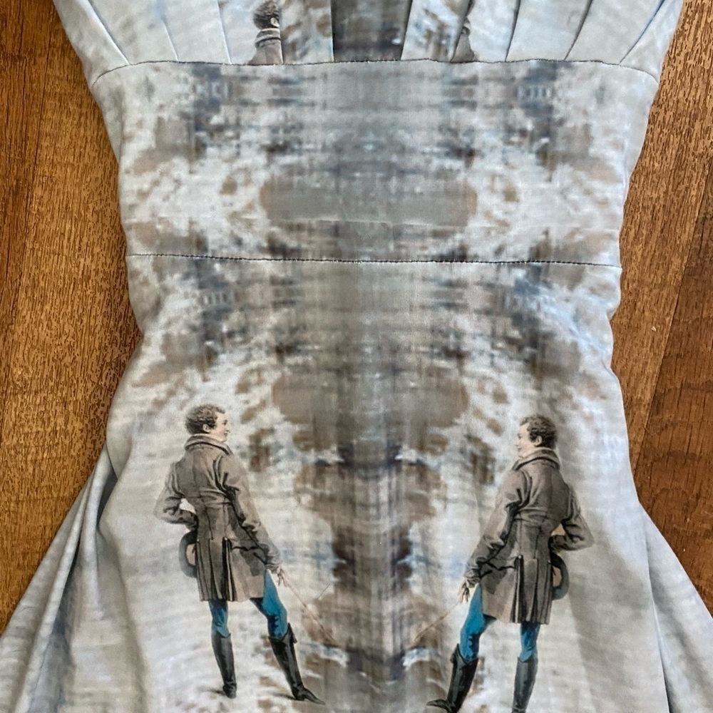 Salgiano one of a kind strapless dress with British looking horse riders. Size M - Picture 6 of 12